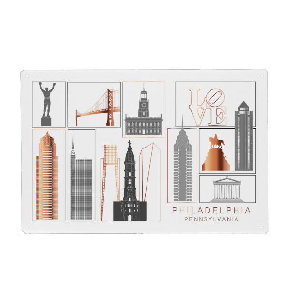 Holzbild "Philadelphia skyline copper" artboxONE - Städte,Reise,Architektur