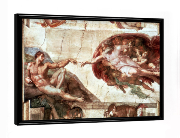 Poster mit schwarzem Rahmen "Die Erschaffung Adams Michelangelo" artboxONE - Menschen,Männer
