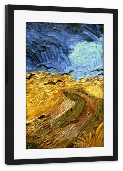 Poster mit Rahmen schwarz "Wheatfield with Crows" artboxONE - Natur,Tiere