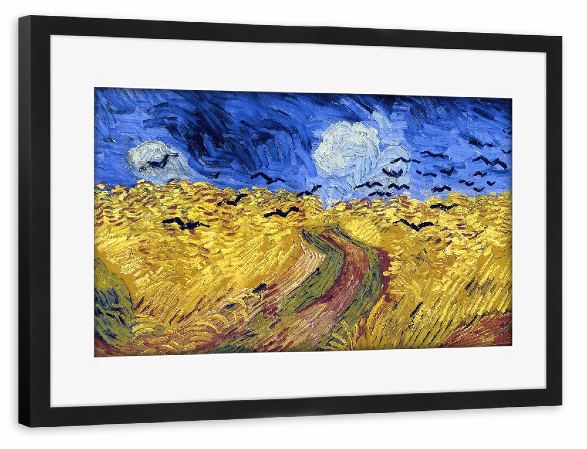 Poster mit Rahmen schwarz "Weizenfeld mit Raben " artboxONE - Natur,Tiere