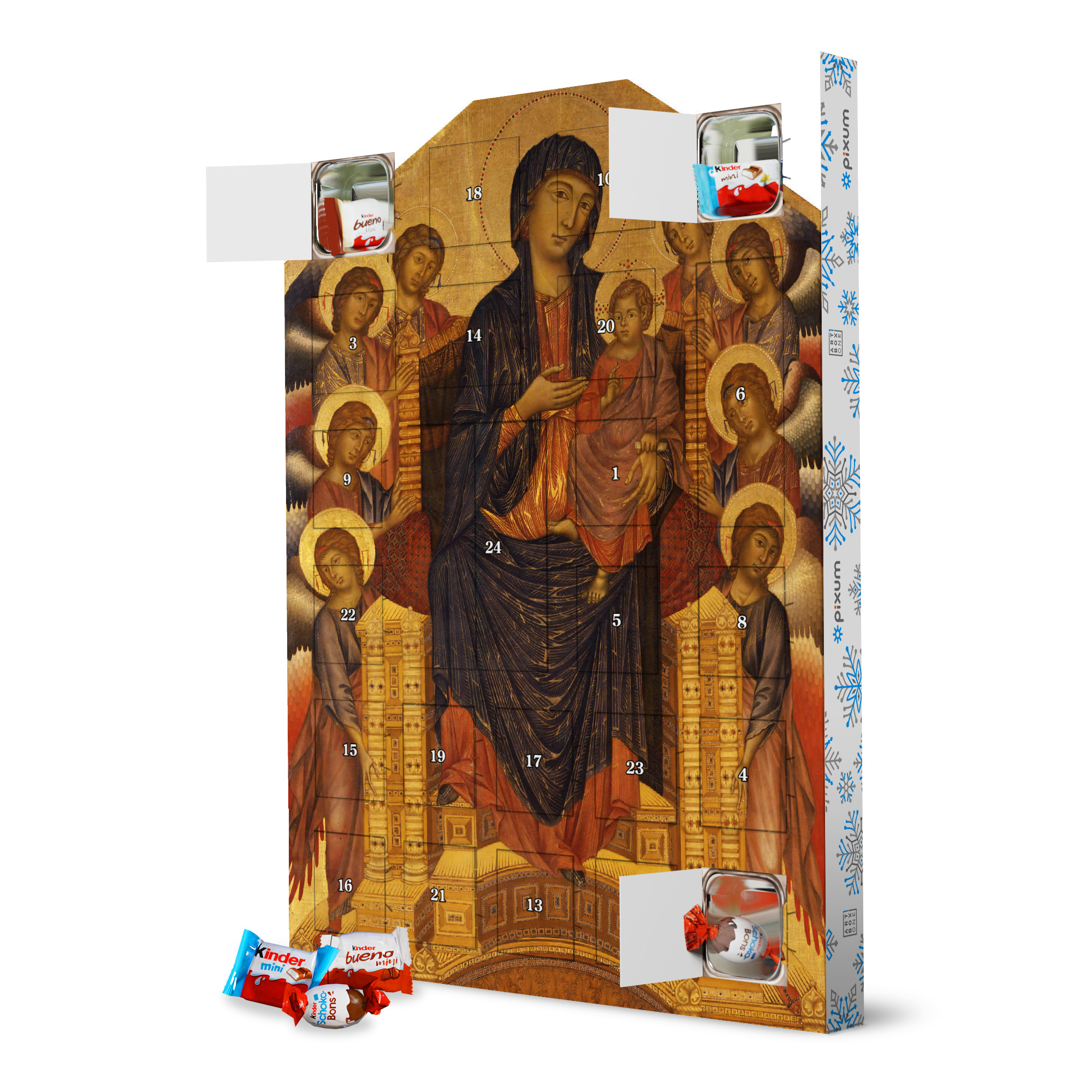 Adventskalender XXL mit Produkten von Kinder Maesta mit Engeln artboxONE Adventskalender Menschen
