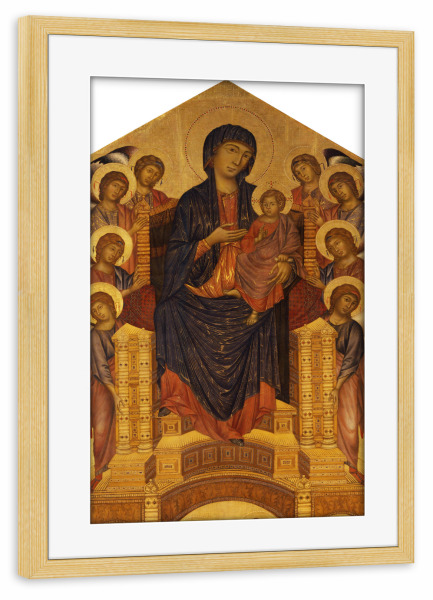 Poster mit Rahmen kiefer "Maesta mit Engeln" artboxONE - Menschen - Thronende,Madonna,Kunst,Gemälde,Religion,Engel,Angel,Jesus,Ikone,Giovanni,Cimabue