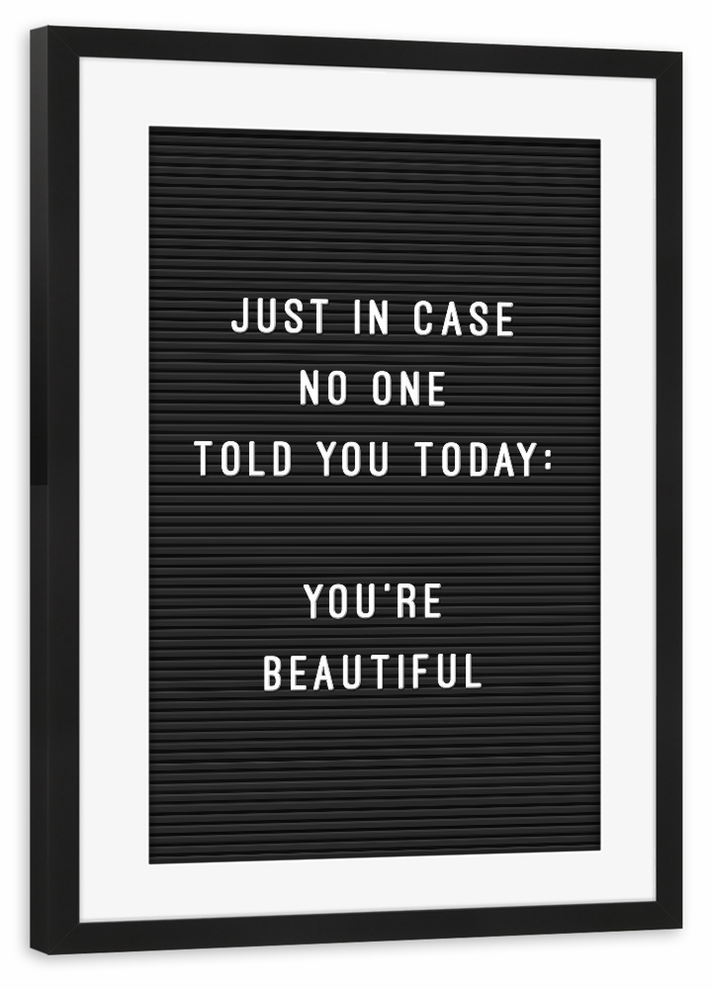 Poster mit Rahmen schwarz "Letterboard You're Beautiful" artboxONE - Typografie,Schwarzweiß,Liebe,Lustig