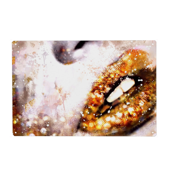 Metall Poster "Golden Lips" artboxONE - Menschen,Liebe