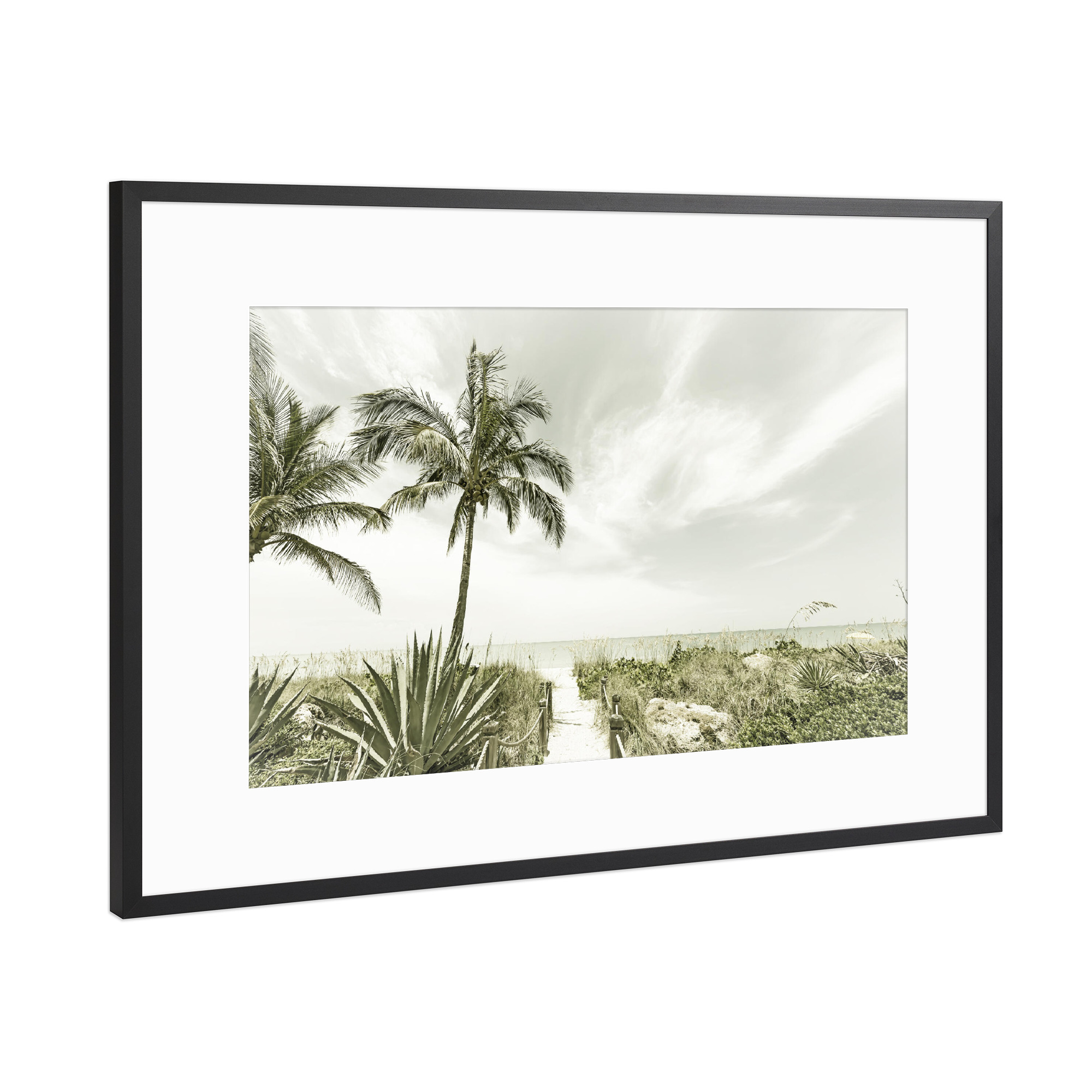 Poster mit Rahmen Schwarz (Metallic) "Alleine am Strand | Vintage" artboxONE - Natur,Reise,Reise / Strand und Meer