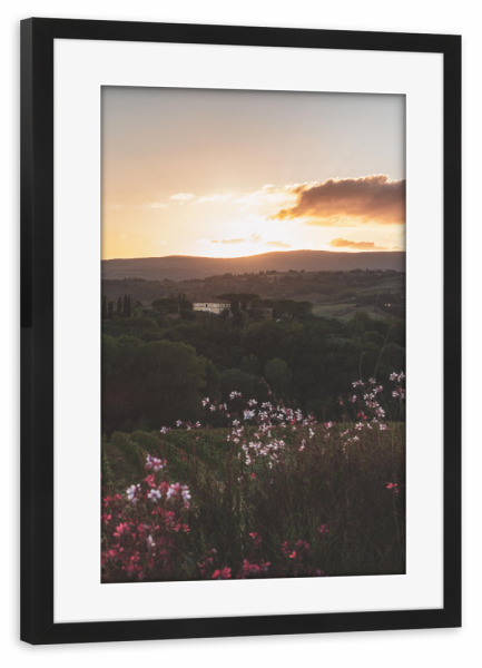 Poster mit Rahmen schwarz "Toscana Sunset" artboxONE - Städte,Natur,Reise / Länder