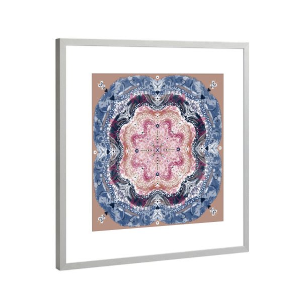 Poster mit Rahmen Silber "Mandala Schmetterlings-Wiese" artboxONE - Natur,Floral,Abstrakt,Geometrie