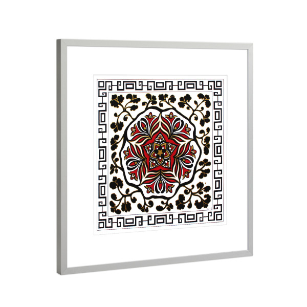 Poster mit Rahmen Silber "PONO Blume" artboxONE - Floral,Abstrakt - Blume,König,Königin,Royal,Stern,Barock,King,Floral,Flower,Abstract,Abstrakt