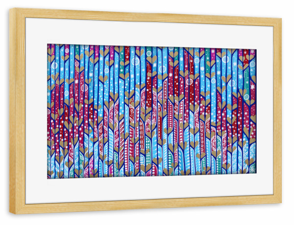 Poster mit Rahmen kiefer "MANAWALE’A" artboxONE - Abstrakt - Herzen,Collage,Fluss,Herz,Blau,Mana,Heart,Abstract,Abstrakt