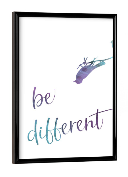 Poster mit schwarzem Rahmen "Sei anders" artboxONE - Typografie,Tiere,Lustig