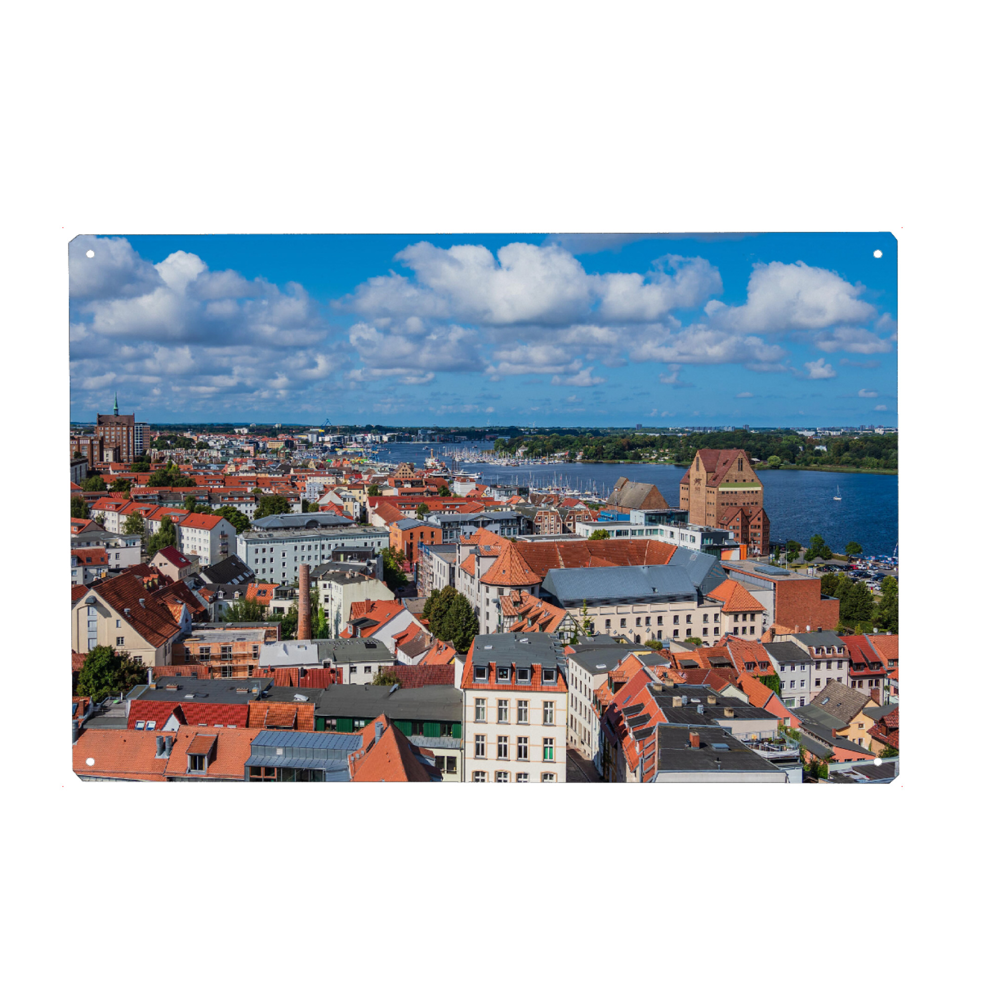 Holzbild "Blick auf die Stadt Rostock" artboxONE - Städte,Reise,Architektur,Städte / Weitere