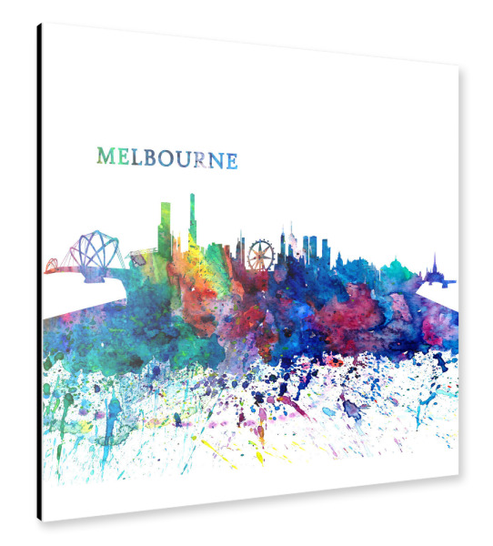 Alu-Dibond "Melbourne Skyline Splash" 30x30 cm artboxONE