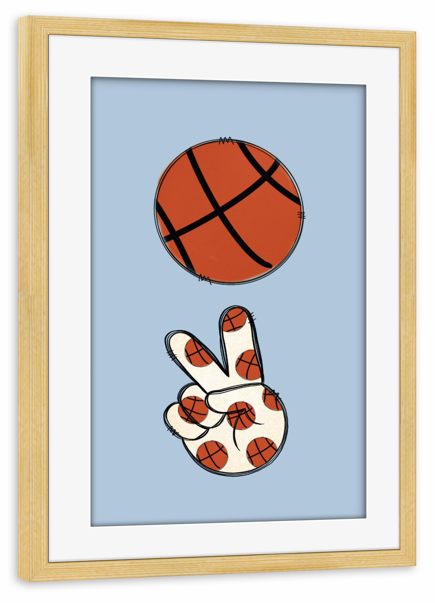 Poster mit Rahmen kiefer "Love Basketball" artboxONE - Für Kinder,Comic,Sport,Lustig