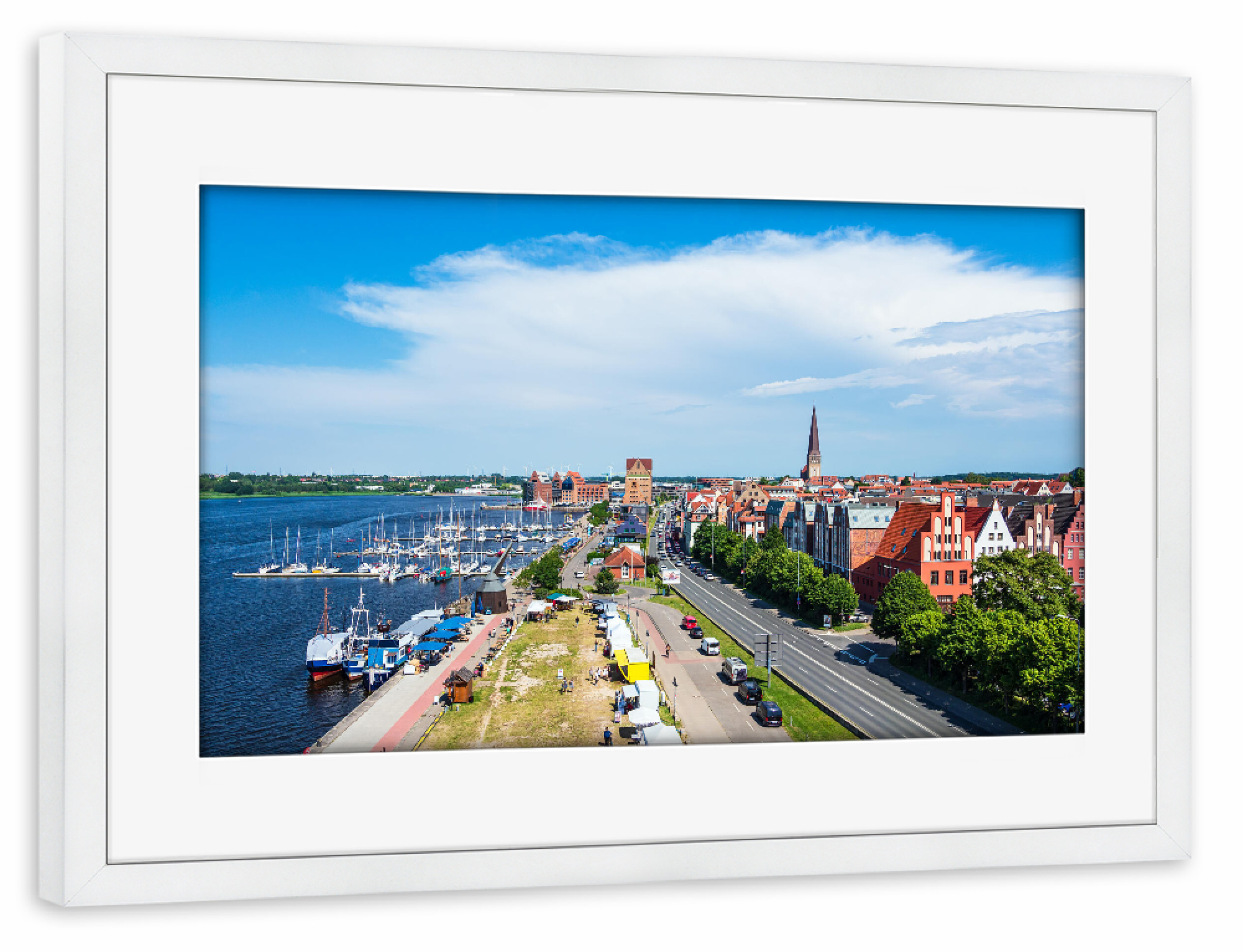 Poster mit Rahmen weiß "Stadthafen in Rostock" artboxONE - Städte,Reise,Architektur,Städte / Weitere