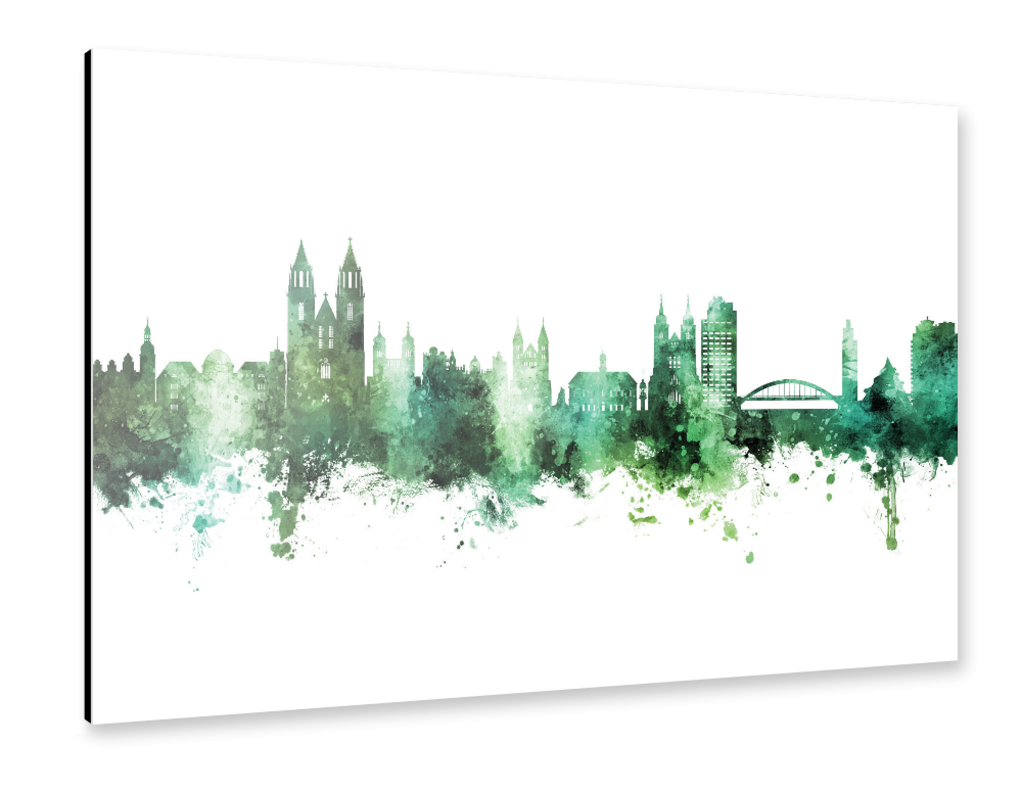 Alu-Dibond "Magdeburg Germany Skyline Green" 75x50 cm artboxONE