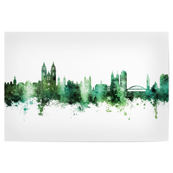 Poster "Magdeburg Germany Skyline Green" artboxONE - Städte