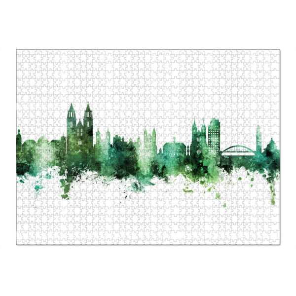 Puzzle Ravensburger "Magdeburg Germany Skyline Green" artboxONE - Städte