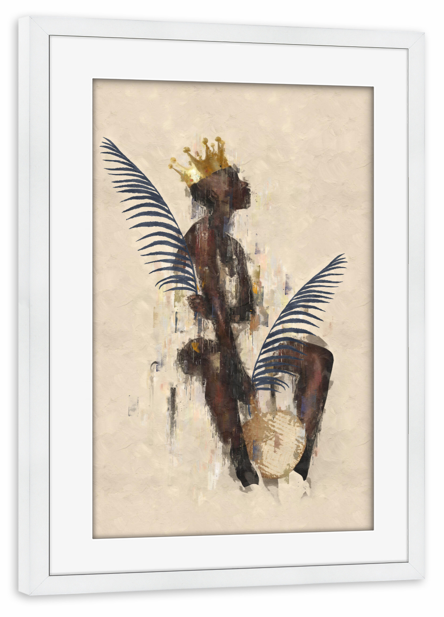 Poster mit Rahmen weiß "Tropische Königin in beige" artboxONE - Natur,Menschen