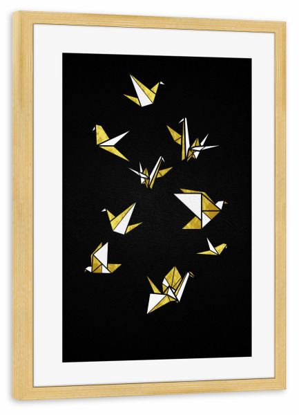 Poster mit Rahmen kiefer "Origami Vögel" artboxONE - Tiere