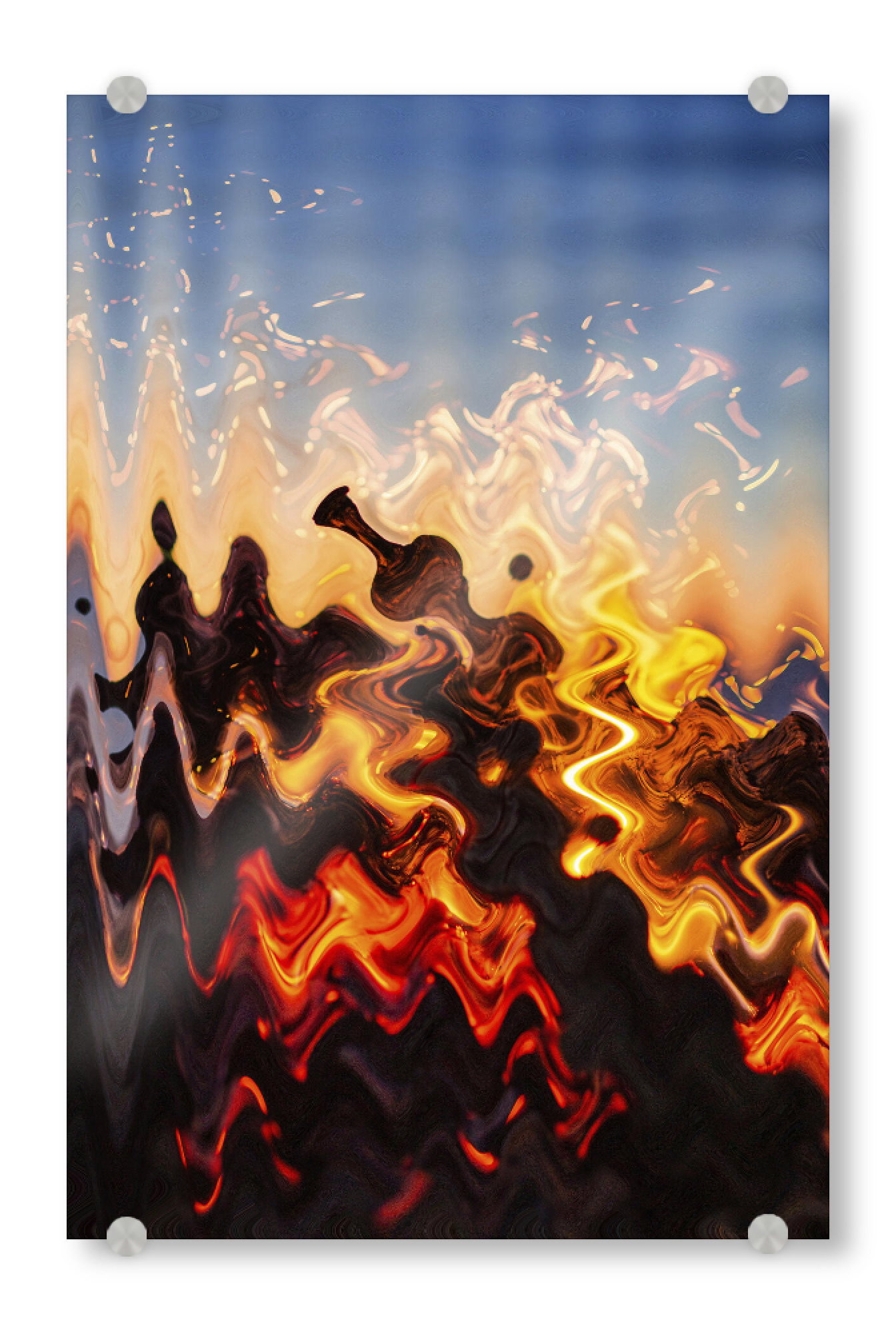 Acrylglasbild "Blaues Feuer" artboxONE - Abstrakt - Blaues,Blatt,Pantone 2020,Tropical,Classicblue,Abstract,Abstrakt,Feuer,Fire