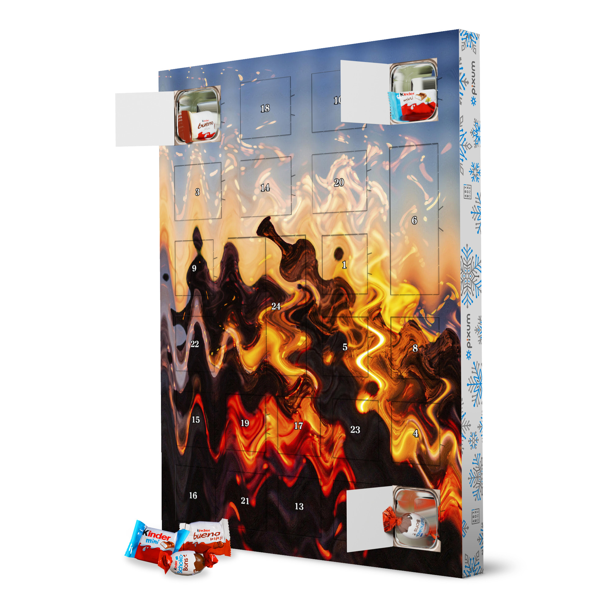 Adventskalender XXL mit Produkten von Kinder Blaues Feuer artboxONE Adventskalender Abstrakt