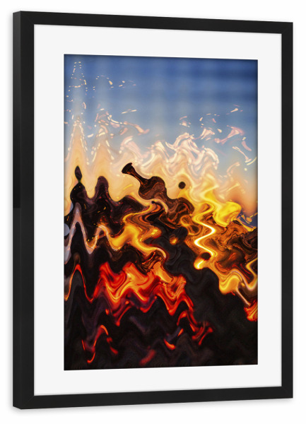 Poster mit Rahmen schwarz "Blaues Feuer" artboxONE - Abstrakt - Blaues,Blatt,Pantone 2020,Tropical,Classicblue,Abstract,Abstrakt,Feuer,Fire