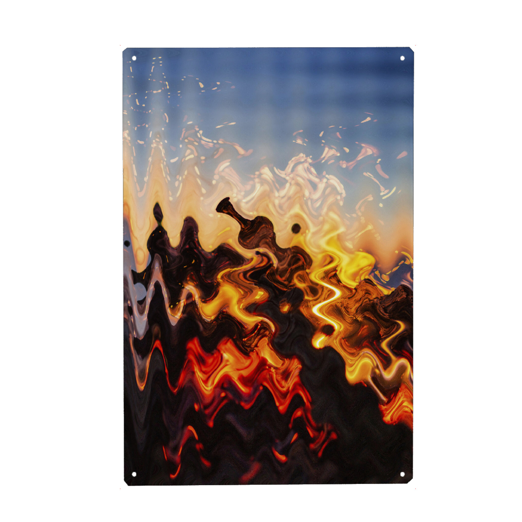 Holzbild "Blaues Feuer" artboxONE - Abstrakt - Blaues,Blatt,Pantone 2020,Tropical,Classicblue,Abstract,Abstrakt,Feuer,Fire