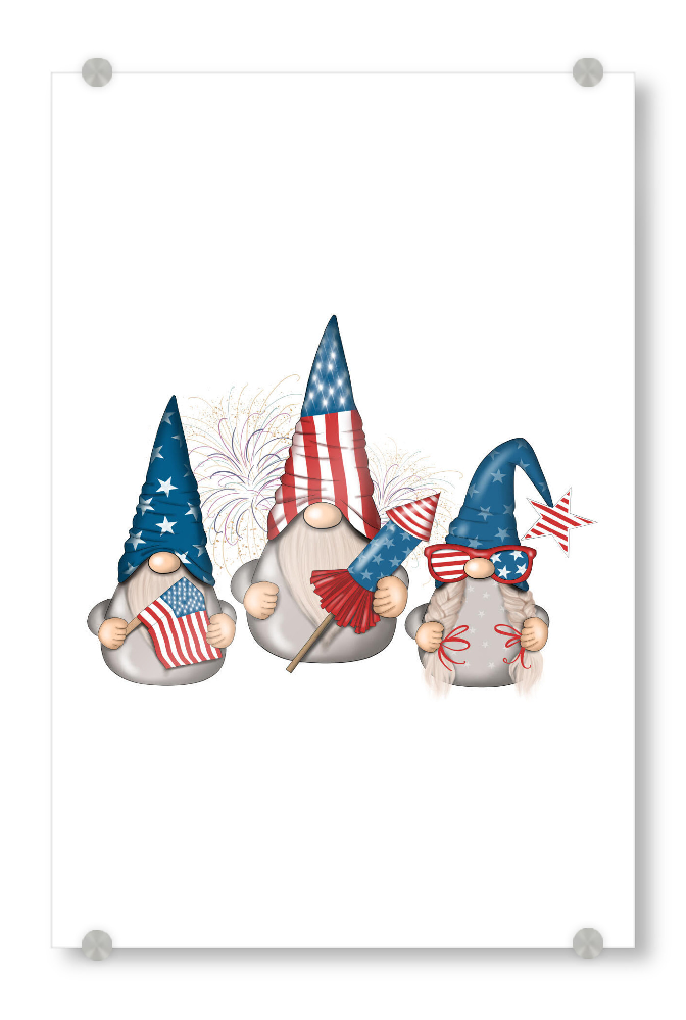 Acrylglasbild "4 Th Of July Gnomes" artboxONE - Typografie,Menschen,Lustig