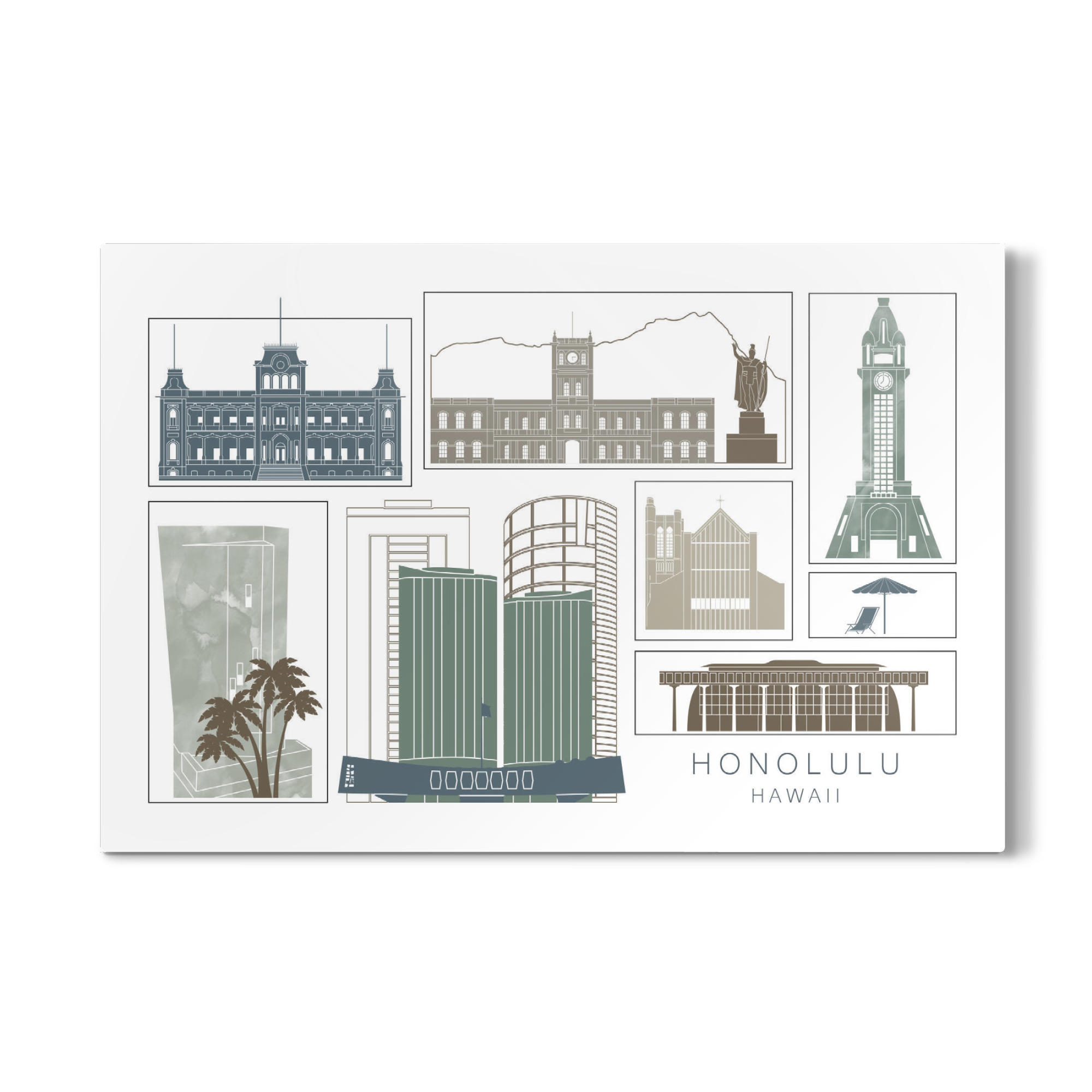 Galerie-Print "Honolulu skyline, navy" 30x20 cm artboxONE