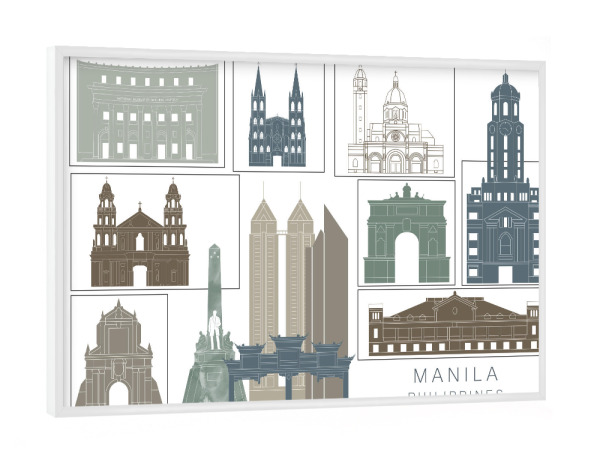 Poster mit weißem Rahmen "Manila skyline, navy" artboxONE - Städte,Reise,Architektur