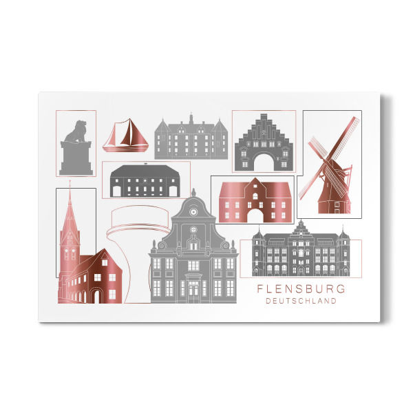 Galerie-Print "Flensburg skyline rosegold" 30x20 cm artboxONE