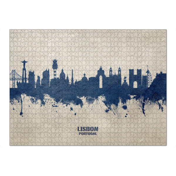 Puzzle Ravensburger "Lisbon Portugal Skyline PaintBlue" artboxONE - Städte