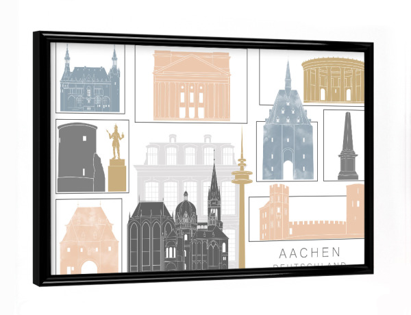 Poster mit schwarzem Rahmen "Aachen skyline earth" artboxONE - Städte,Reise,Architektur