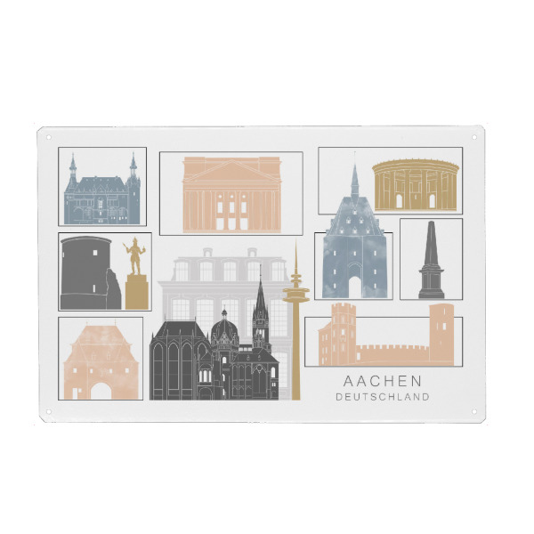 Metall Poster "Aachen skyline earth" artboxONE - Städte,Reise,Architektur