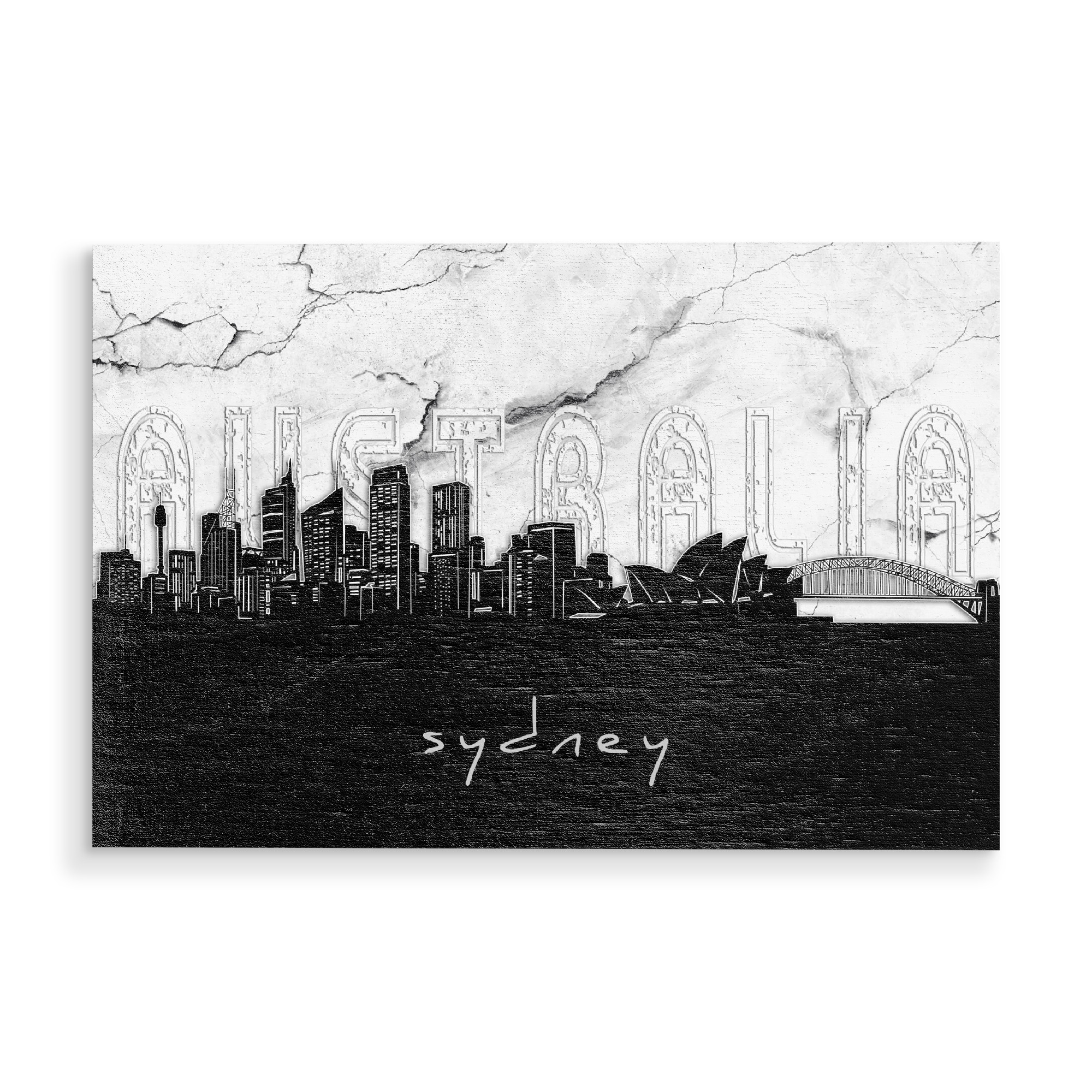 Holzbild "Sydney skyline marble" artboxONE - Städte,Reise,Architektur,Städte / Sydney,Marmor