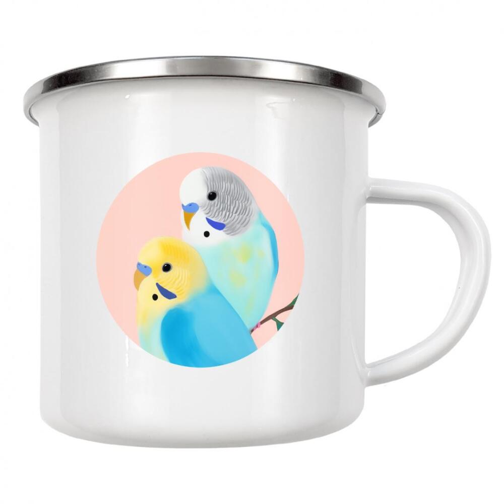 Emaille Tasse "Wellensittich Romantik" artboxONE - Natur,Tiere,Liebe