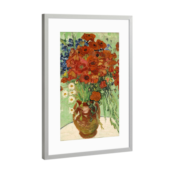 Poster mit Rahmen Silber "Stillleben, Vase mit Margeriten" artboxONE - Natur,Floral