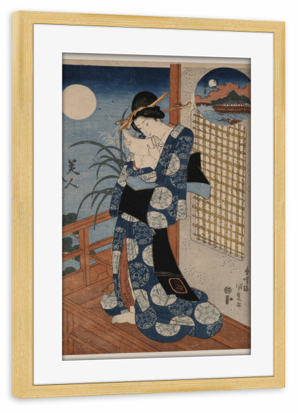 Poster mit Rahmen kiefer "Herbstmond über Miho" artboxONE - Menschen,Architektur,Reise / Asien