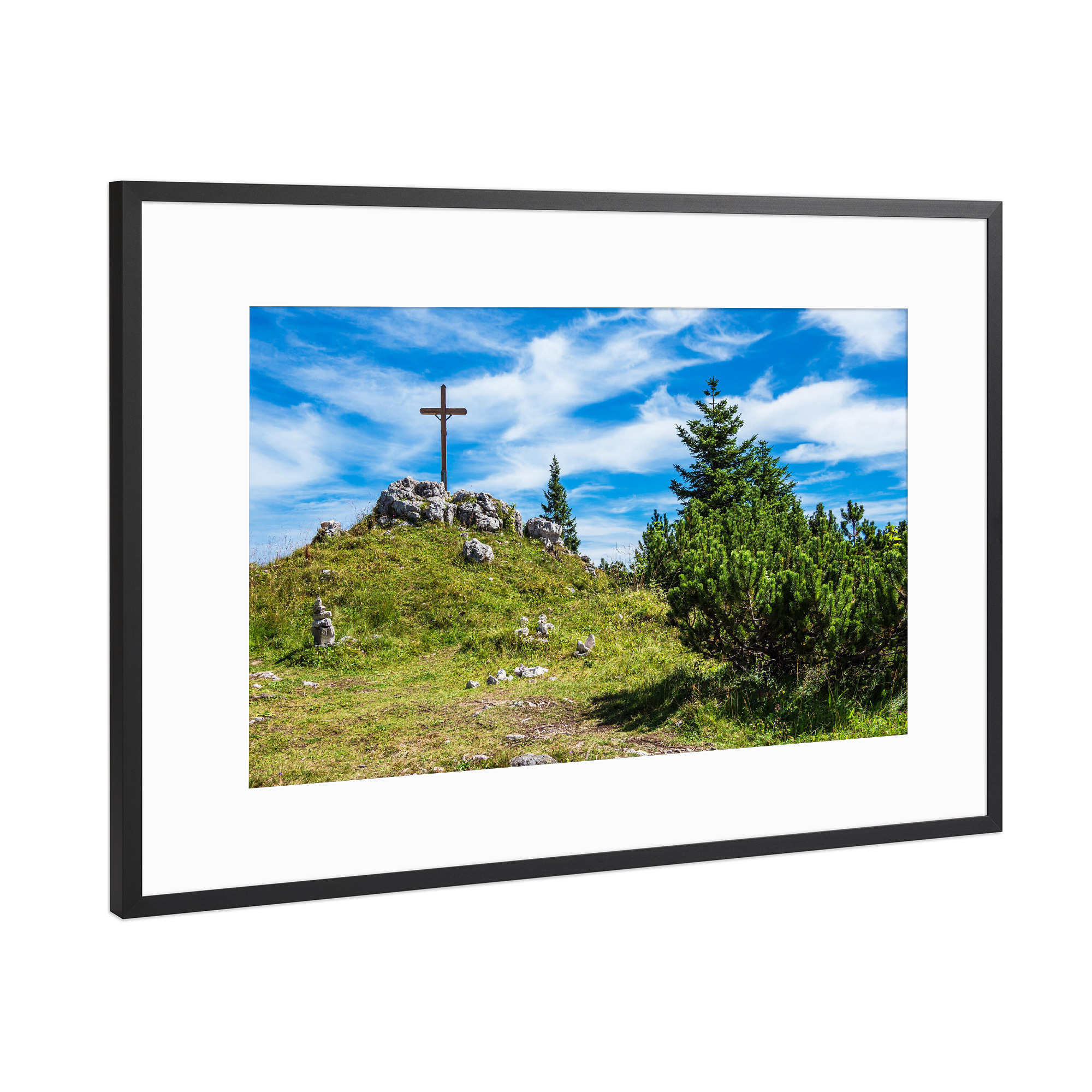 Poster mit Rahmen Schwarz (Metallic) "Gipfel des Prediktstuhl" artboxONE - Natur,Reise
