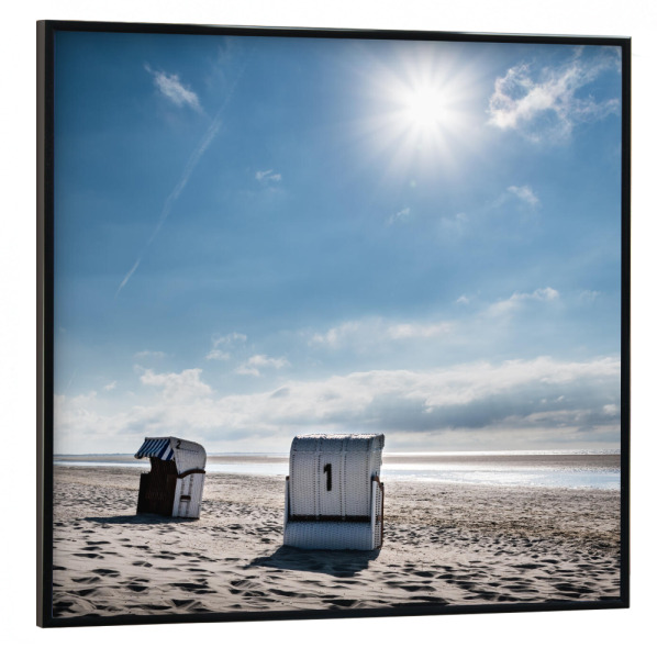 Poster mit schwarzem Rahmen 30x30 cm "Strandkörbe in der Sonne" artboxONE - Natur,Reise / Strand und Meer