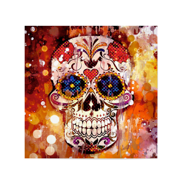 Poster 20x20 cm "Pop Art Flower Skull" artboxONE - Abstrakt,Halloween - Skull,Totenkopf,Halloween,Tattoo,Abstract,Abstrakt,Floral,Flower,Blume