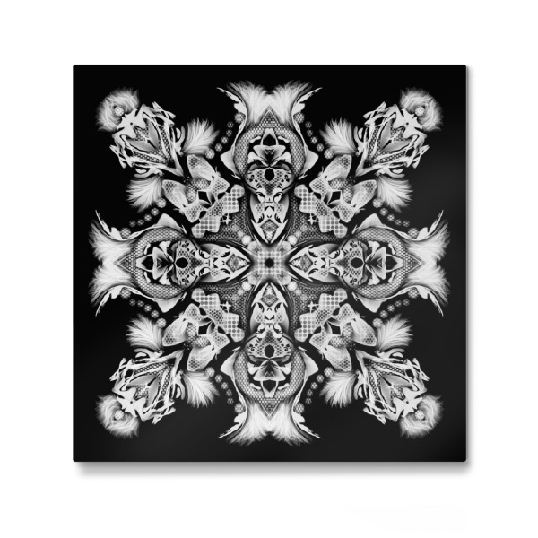 Galerie-Print "Mandala, Feder-Traum schwarz-weiss" 30x30 cm artboxONE