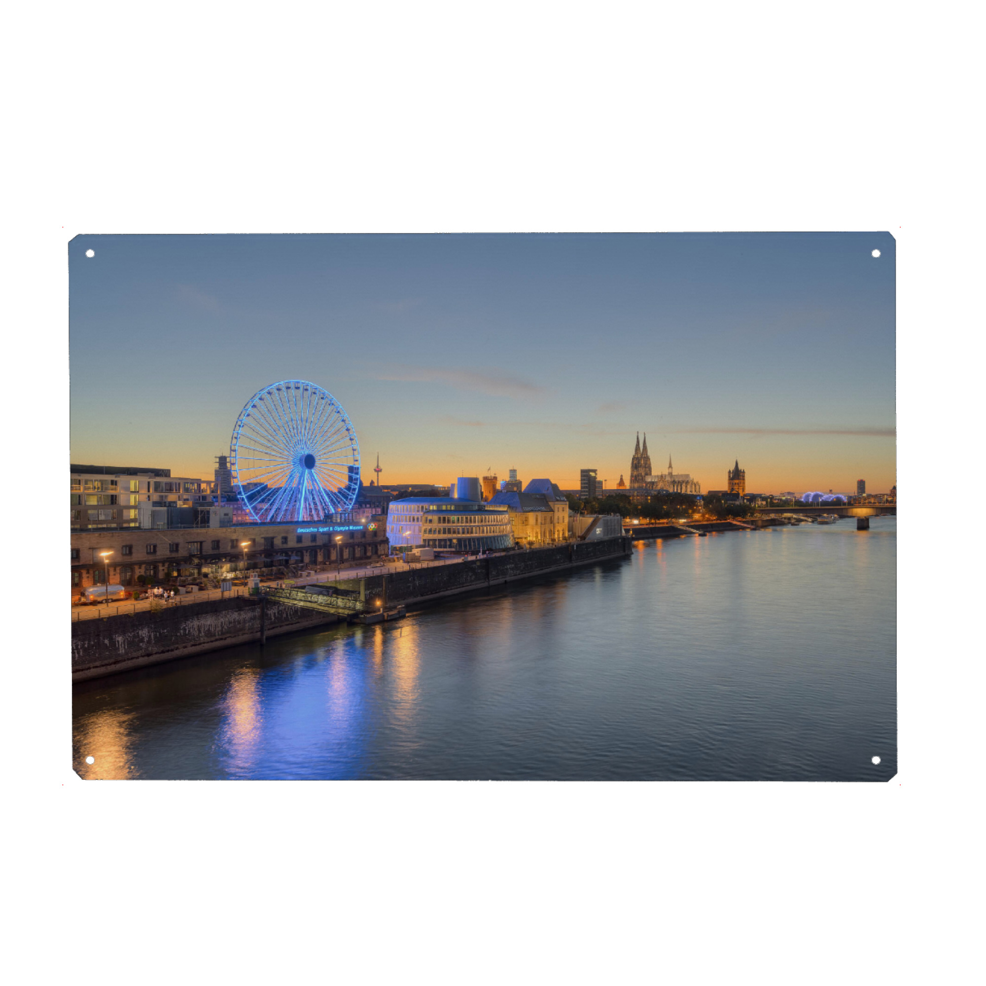 Metall Poster "Kölner Skyline mit Riesenrad" artboxONE - Städte,Städte / Köln,Reise,Architektur