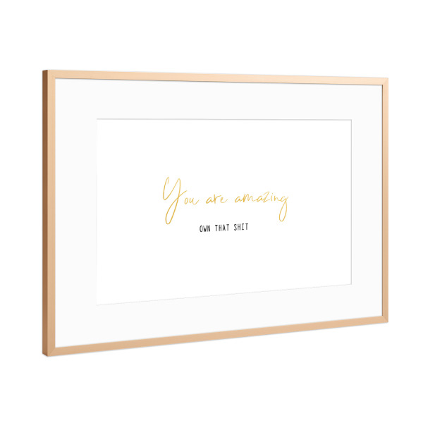 Poster mit Rahmen Kupfer "You are amazing. Own that shit" artboxONE - Typografie,Für Kinder,Lustig