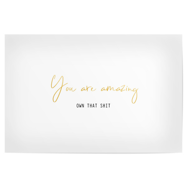 Poster 30x20 cm "You are amazing. Own that shit" artboxONE - Typografie,Für Kinder,Lustig