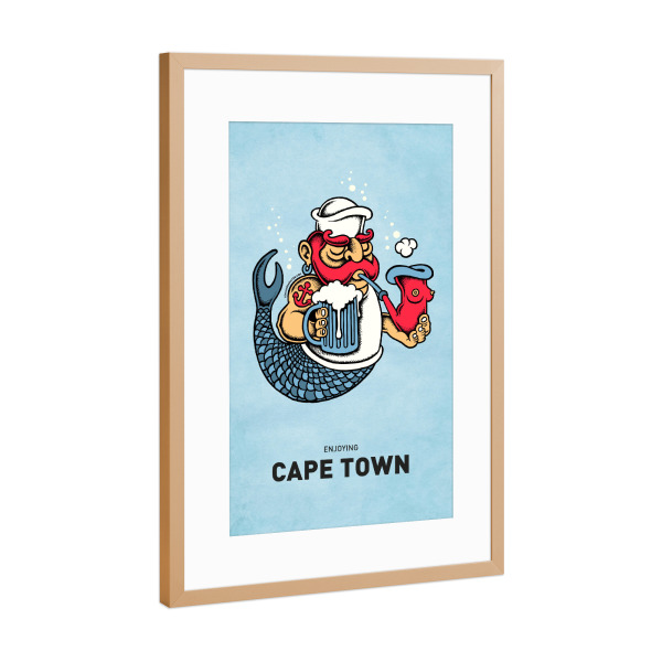 Poster mit Rahmen Kupfer "Cape Town Sailor Mermaid" artboxONE - Städte,Reise,Streetart,Lustig