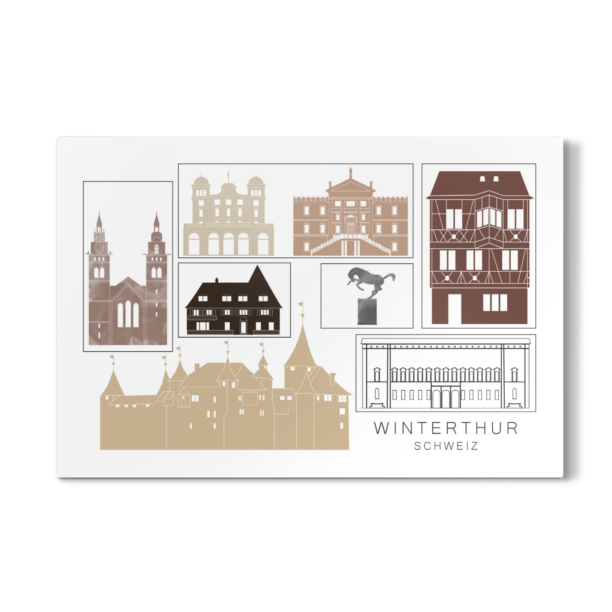 Galerie-Print "Winterthur skyline black & brown" 30x20 cm artboxONE