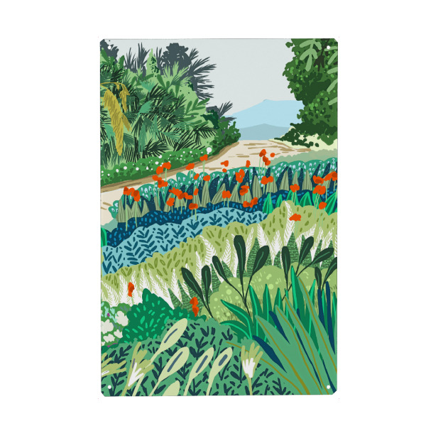 Metall Poster "Watercolor landscape green" artboxONE - Natur,Floral