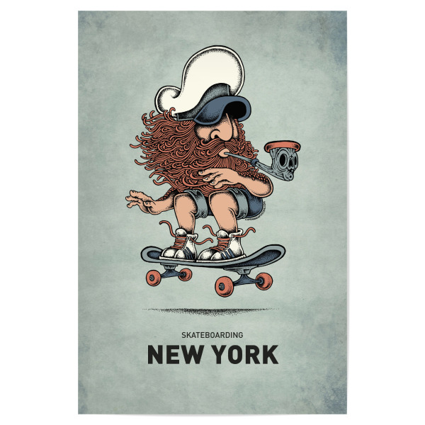 Poster 30x20 cm "New York Skateboard" artboxONE - Städte / New York,Reise,Streetart,Lustig