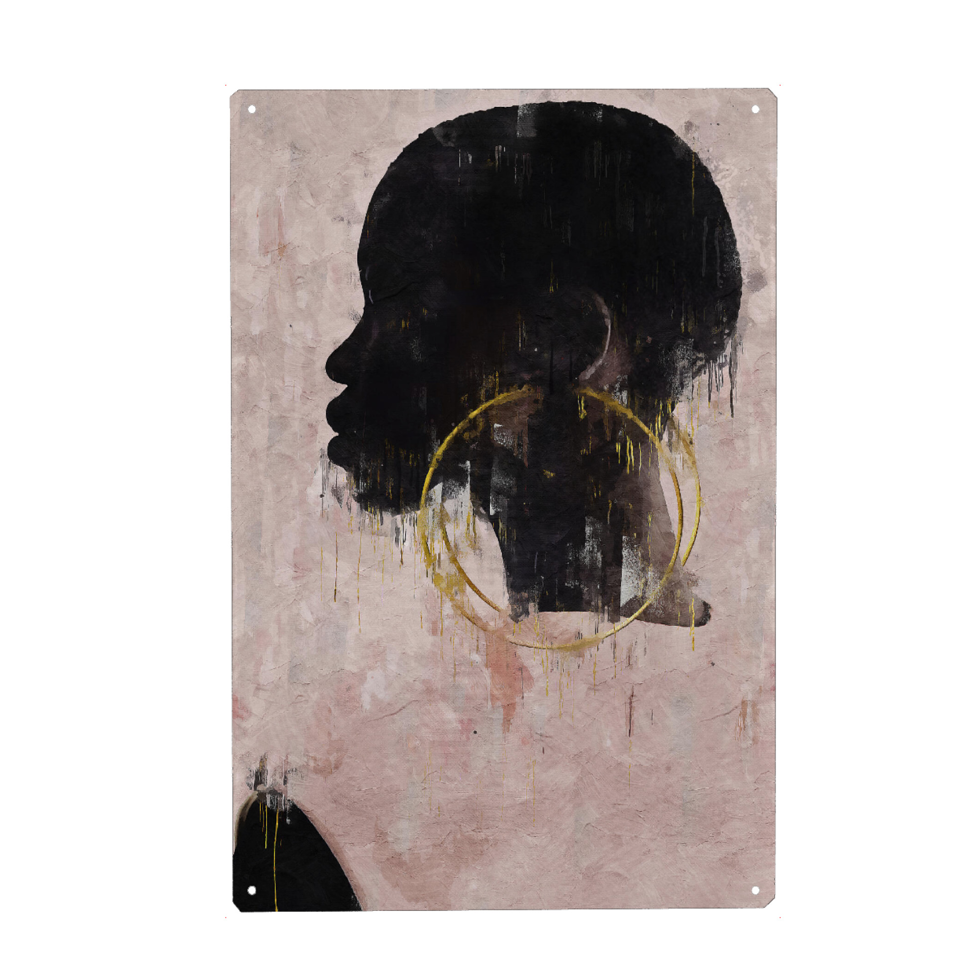 Metall Poster "African Portrait" artboxONE - Menschen,Reise / Afrika - Rosa,African,Afrikanisch,Portrait,Gesicht,Abstract,Abstrakt,Menschen,People